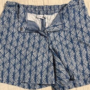Kim Rogers Blue & White Geometric High Waist Shorts